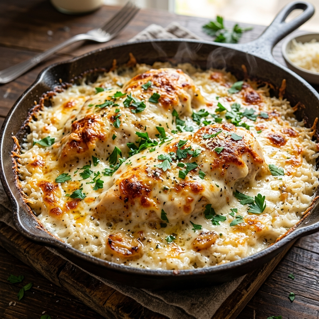 How to Make Cheesy Garlic Parmesan Chicken and Rice
