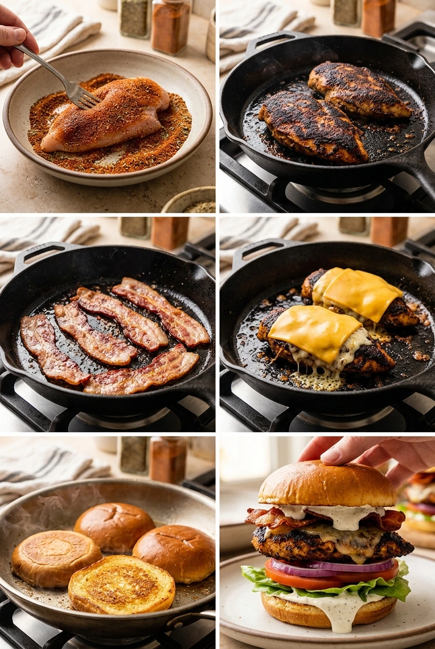 How to Make Blackened Chicken Bacon Ranch Sandwiches