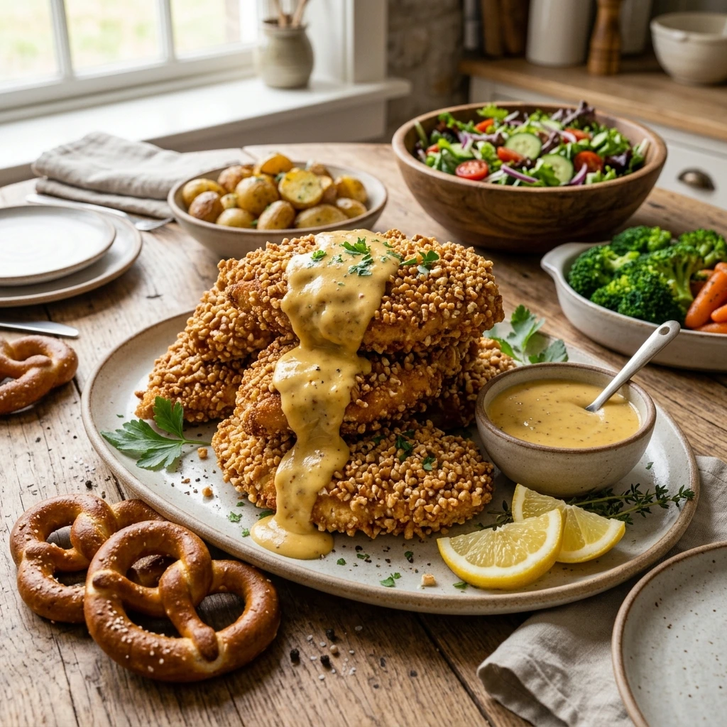 Pretzel Chicken with Mustard Cheddar Sauce: An Amazing Ultimate Recipe