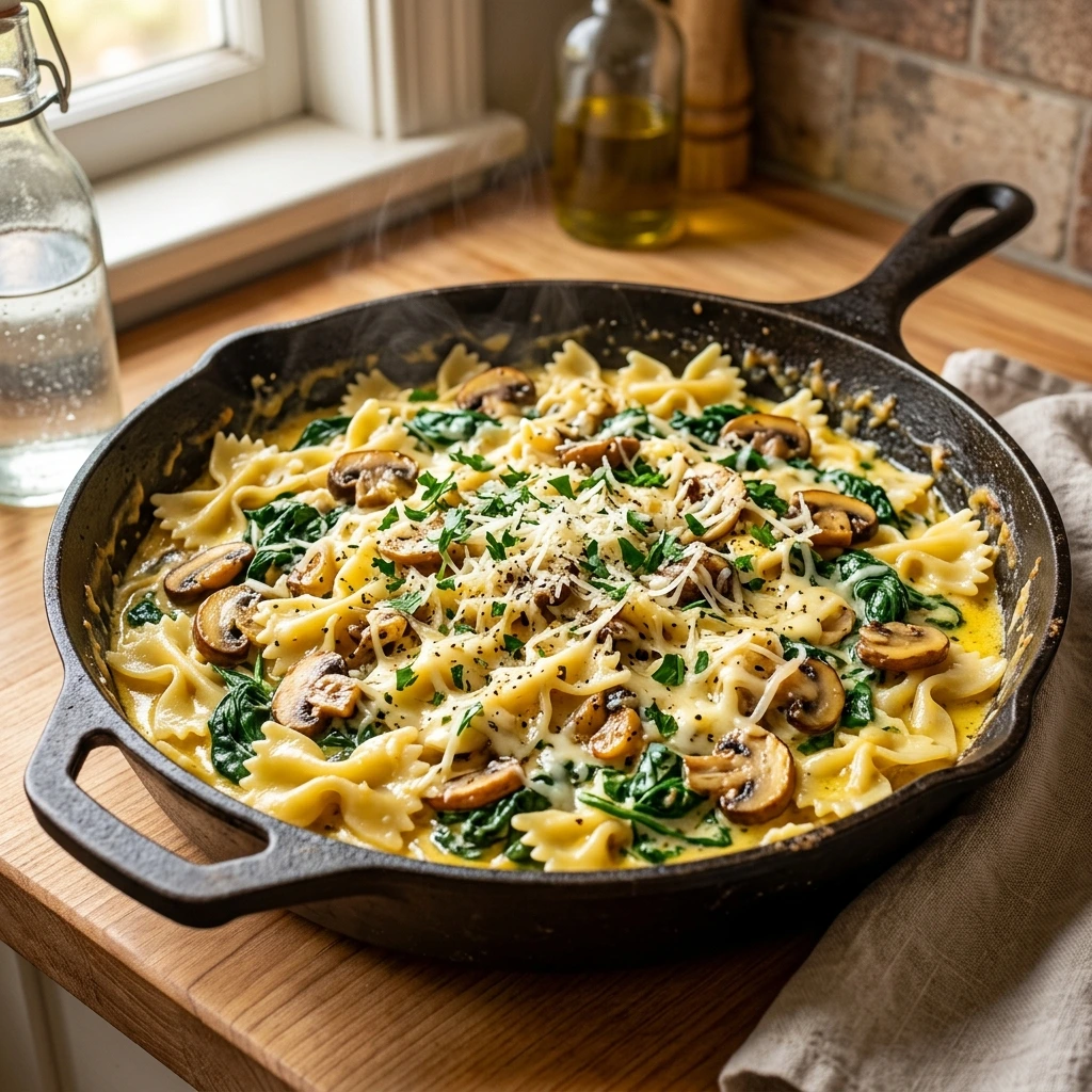 How to Make Creamy Spinach Mushroom Pasta