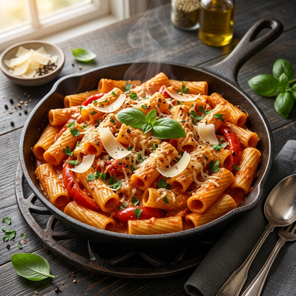 How to Make Roasted Red Pepper Rigatoni