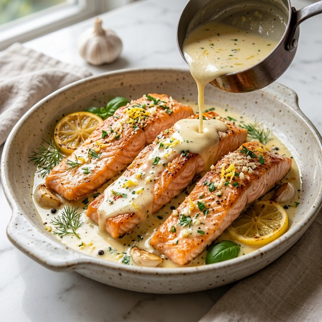 How to Make Baked Salmon with Lemon Butter Cream Sauce