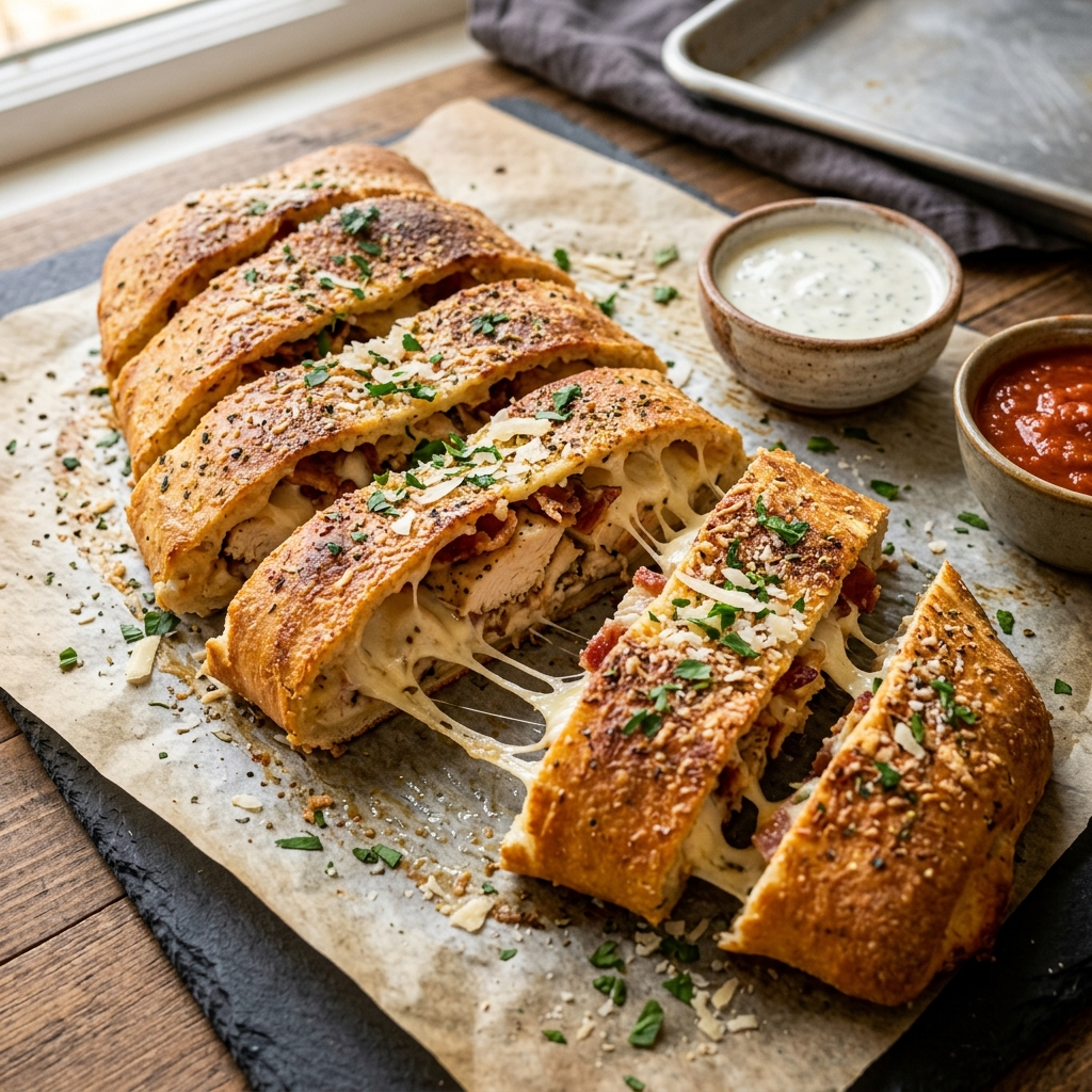 How to Make Chicken Bacon Ranch Stromboli