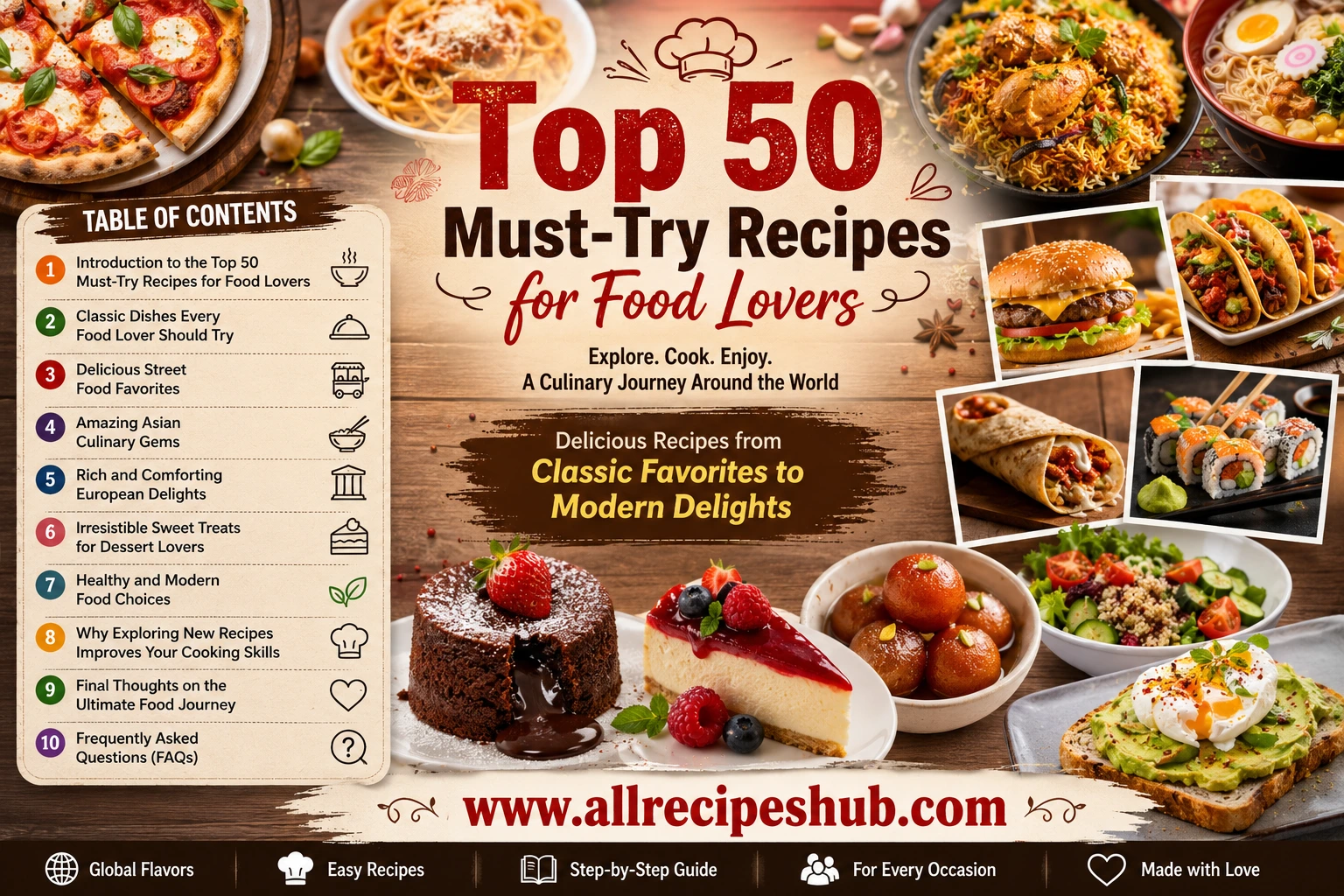Top 50  recipes for food lovers :Must try