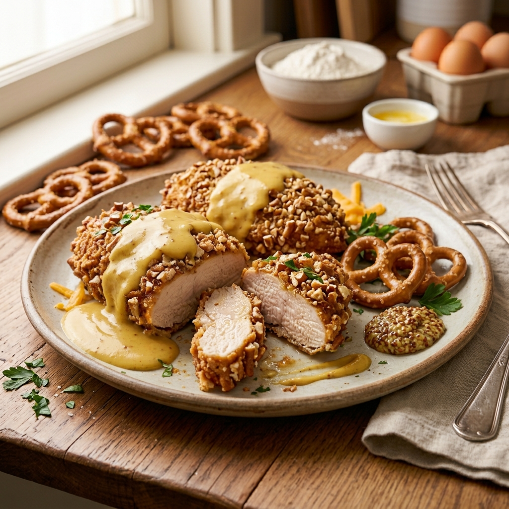 Pretzel Chicken with Mustard Cheddar Sauce: An Amazing Ultimate Recipe – Delicious Recipes Every Food Lover Should Try