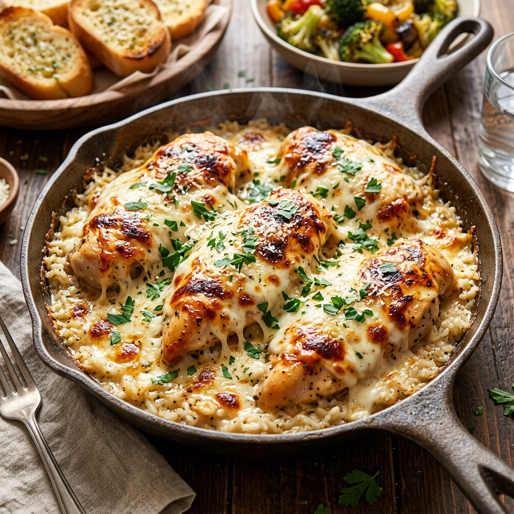 Easy Cheesy Garlic Parmesan Chicken and Rice Dinner a Comforting One Pan Family Meal: Simple, Delicious Ideas for Busy Days